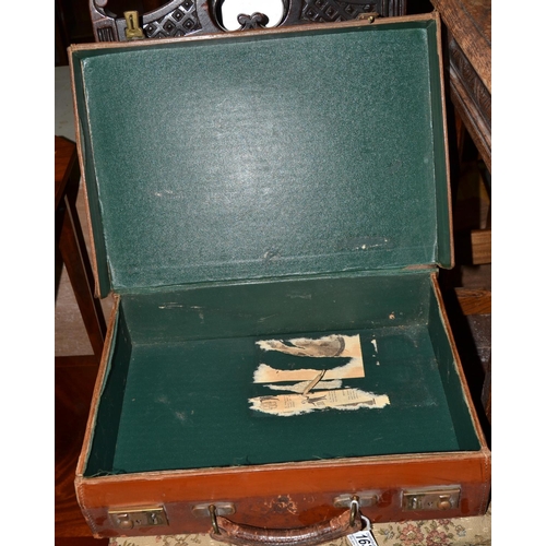 163 - A vintage leather attache case impressed with a George VI cypher