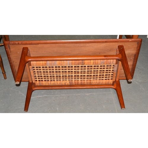 203 - A Retro Danish Trioh teak coffee table with wicker magazine rack