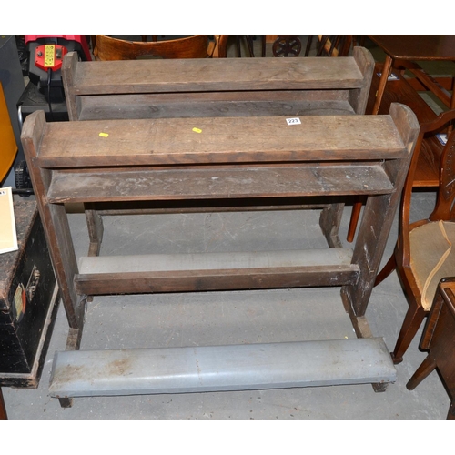 223 - A pair of Antique oak Church kneeling pews with carved details