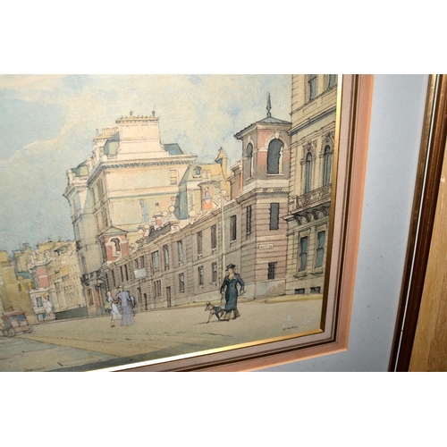 294 - An excellent quality watercolour of a London street scene signed P.Norton