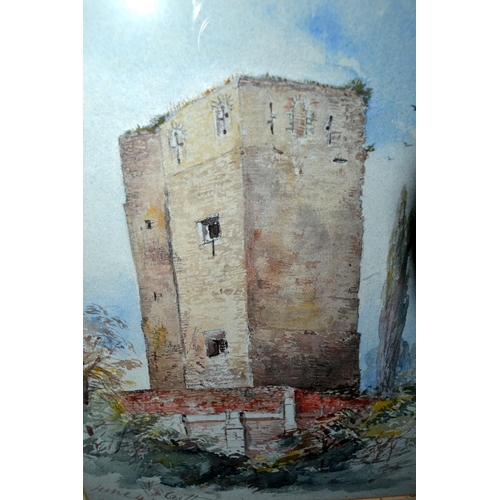 302 - An antique watercolour study of Oxford Castle - indistinctly signed