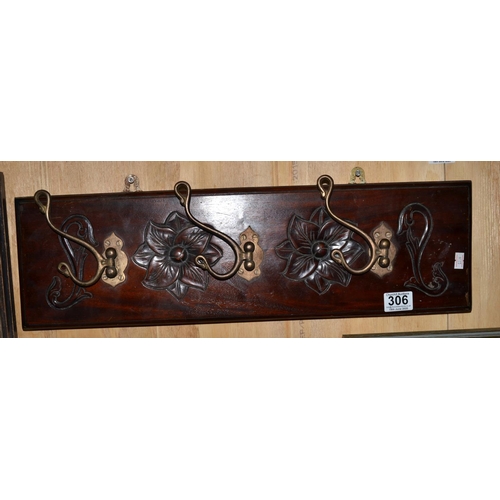 306 - A set of Edwardian folding wooden coat hooks