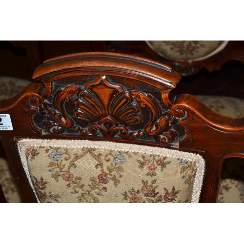 32 - 4 antique dining chairs with carved details