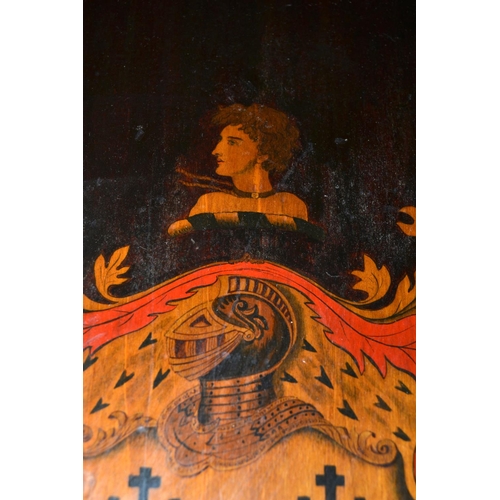 326 - An antique wooden painted panel with Armorial believed to be that of the Davenport family - likely a... 