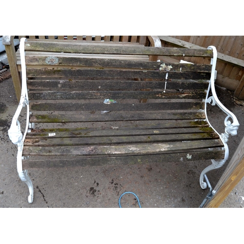 374 - Garden bench with cast iron ends