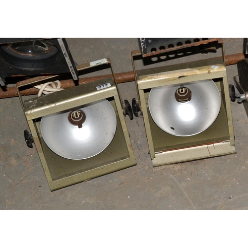 413 - A pair of vintage Furse square theatre lights