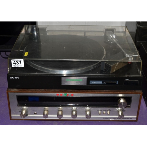 431 - Sony Record deck turntable and Pioneer receiver