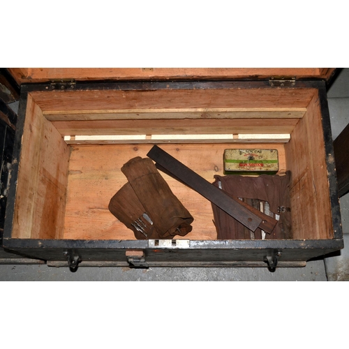 441 - A wooden tool box and contents