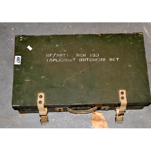 487 - Military box and contents - butchers