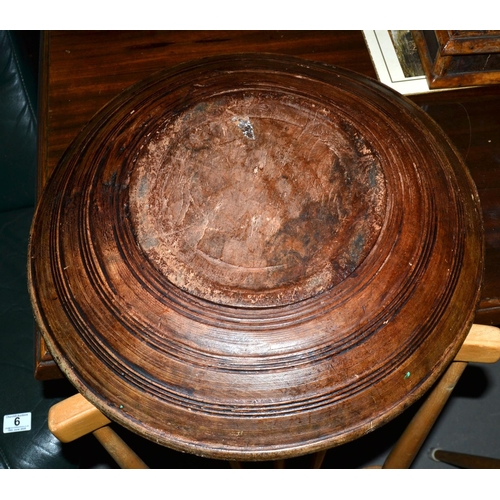 5 - A large antique turned wooden charger - likely 18th century