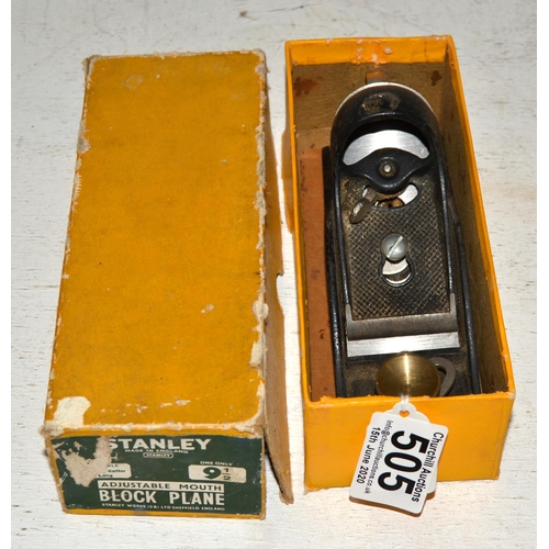 505 - Stanley 9 1/2 adjustable block plane