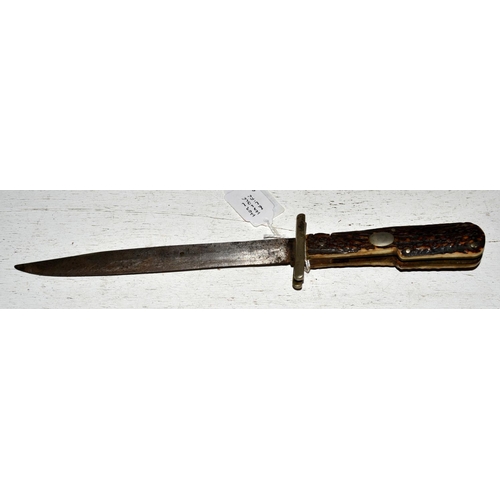 563 - An extremely unusual antique horn handled folding knife believed to be by the Mappin Brothers