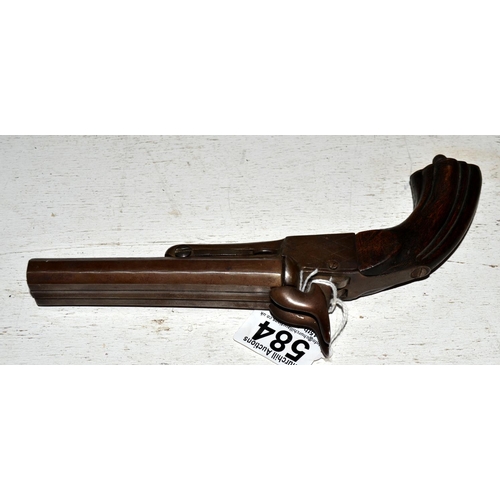 584 - An unusual double trigger double barrel pistol for spares