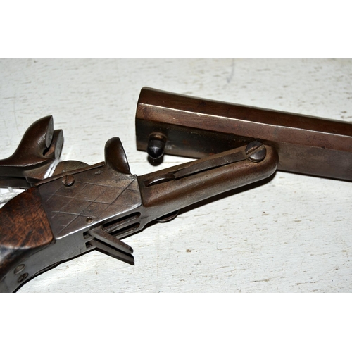 584 - An unusual double trigger double barrel pistol for spares