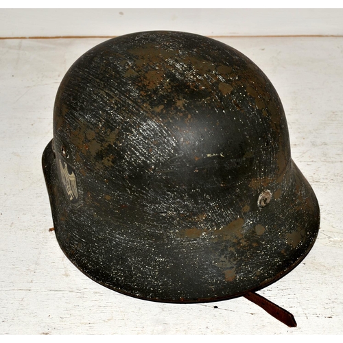 591 - A WW2 German Double Decal helmet with original 1938 ink stamp on liner