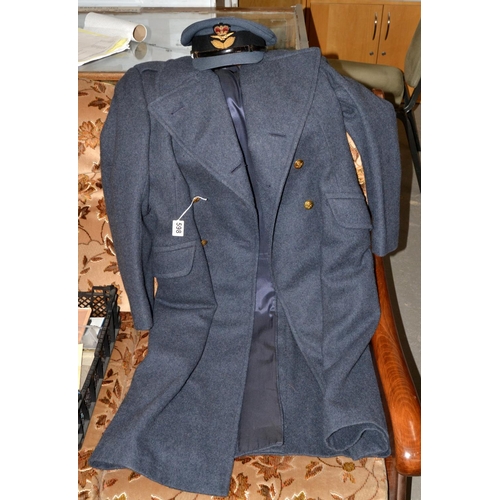 598 - A RAF great coat and cap