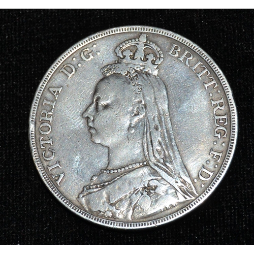 614 - A silver 1890 Victorian crown coin