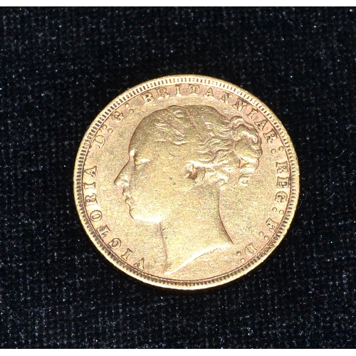 616 - An 1872 22ct gold full Sovereign coin