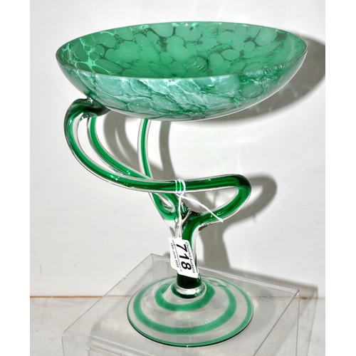 718 - An unusual green glass table centrepiece