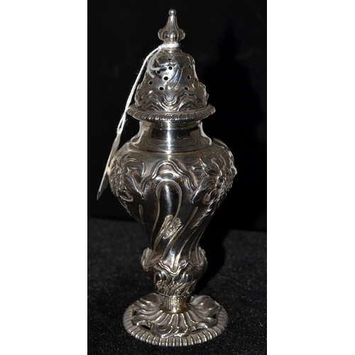 742 - A large impressive cast silver sugar sifter in the Art Nouveau style - London 1893 by CJ Vander