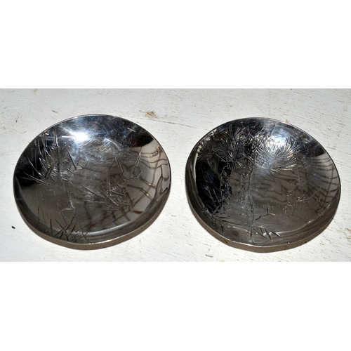 747 - A pair of vintage Japanese/ Oriental silver bowls