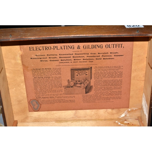 820 - A vintage wooden boxed Electro plating and gilding kit and some contents