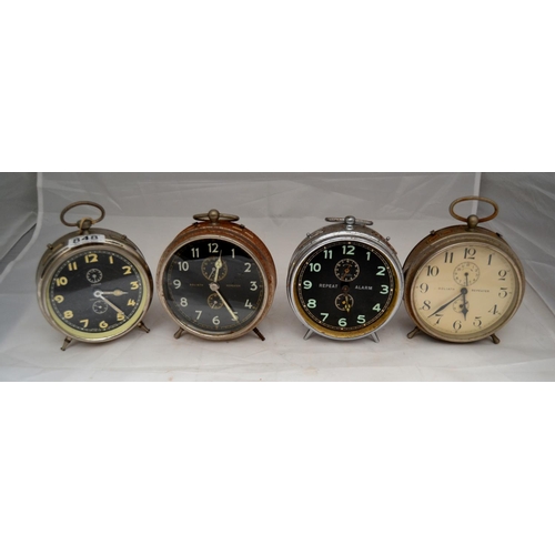 848 - 4 vintage alarm clocks - Goliath etc