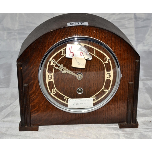 857 - 3 wooden cased mantle clocks