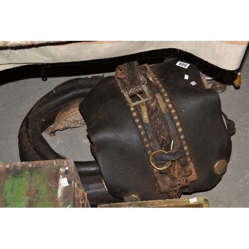 908 - A vintage pit pony saddle and harness