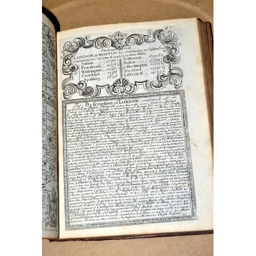 911 - Antique map book (believed to be a Britannia Depicta or Ogilby Improv'd; c.1720 but missing front co... 