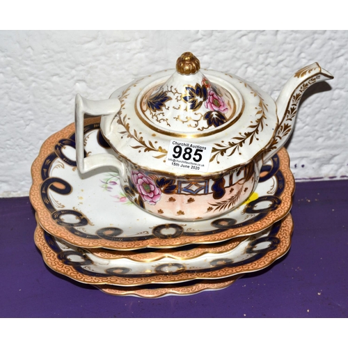 985 - 2 antique porcelain tazza and a teapot