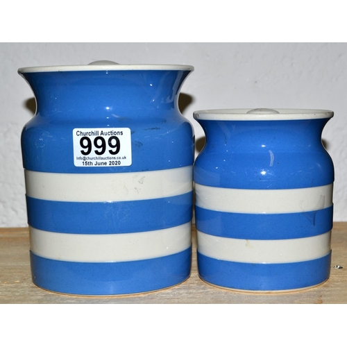 999 - A pair of TG Green Cornishware storage jars