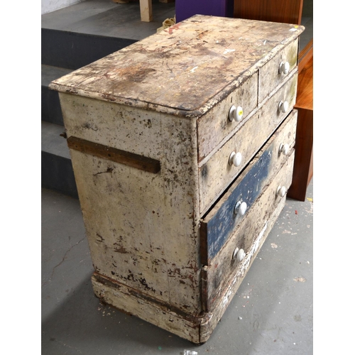 121a - An antique painted pine chest of drawers