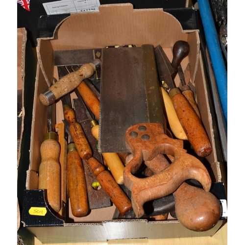 497 - Box of chisels and tools etc