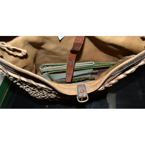 534 - Vintage fishing bag and contents