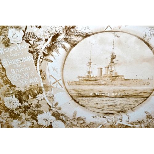 600a - A WW1 period photographic Christmas card from HMS Queen