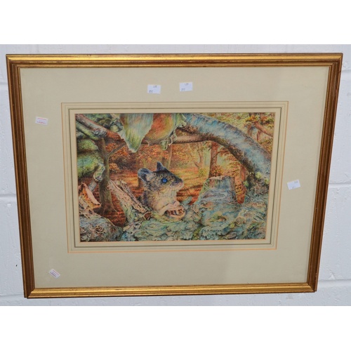 252 - A vintage watercolour of a mouse entitled 