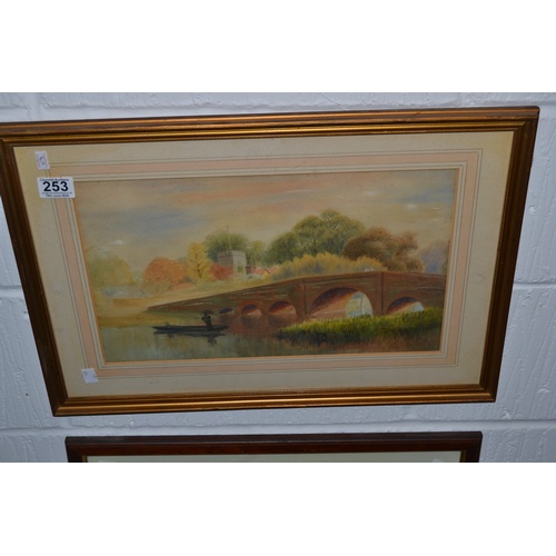 253 - A vintage watercolour of the Old Goring bridge and one other