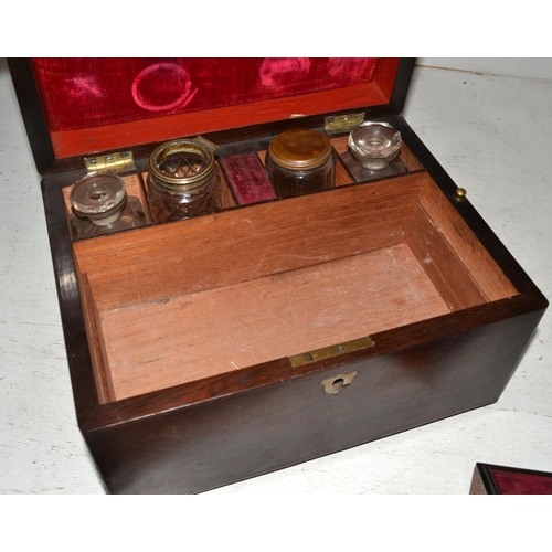 20 - An antique Rosewood jewellery and vanity box with fitted interior