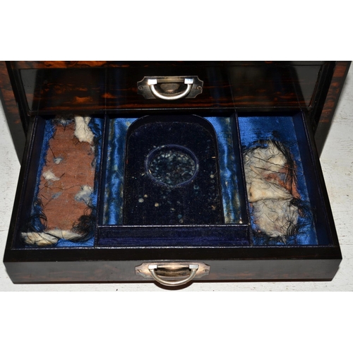 5 - A Victorian Coromandel fitted vanity box with silver plated fittings.