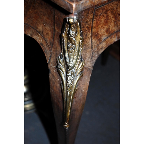 126 - An antique French style plant stand with brass inlay and mounts