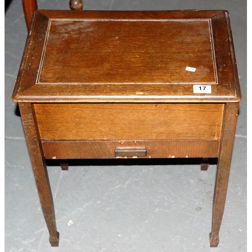 17 - Vintage oak sewing box by Chard