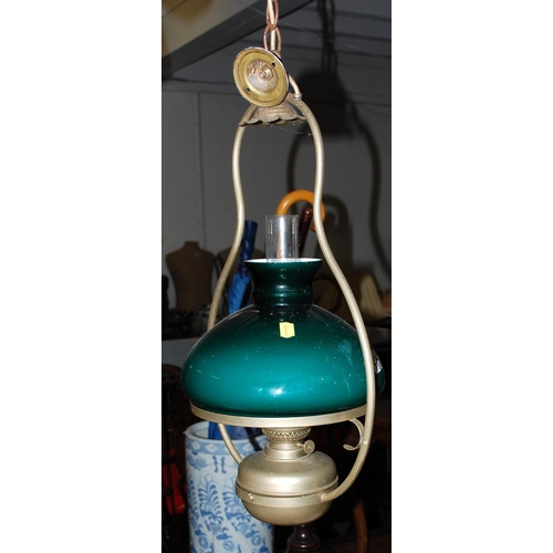 214 - A hanging oil lamp later converted to electric