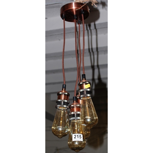 215 - An industrial style 4 bulb pendant light fitting