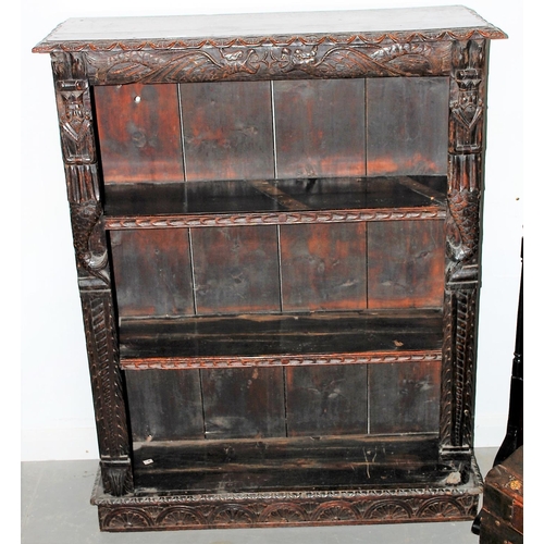 216 - Carved antique oak bookcase