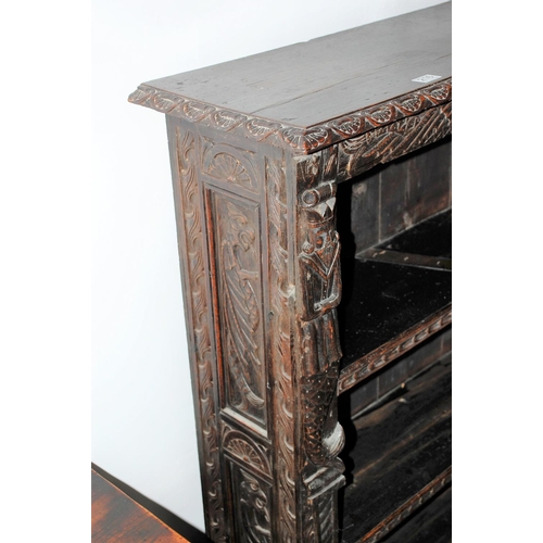 216 - Carved antique oak bookcase