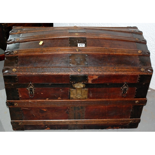 217 - Antique fitted dome topped trunk