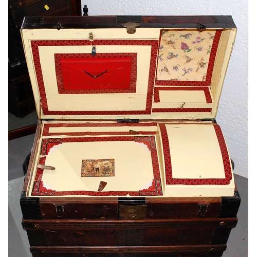 217 - Antique fitted dome topped trunk