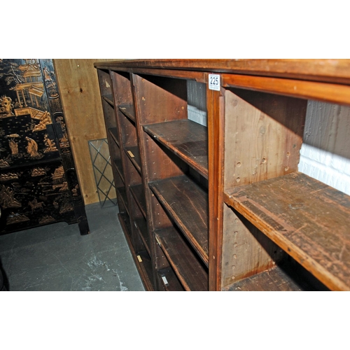 225 - An extremely large antique stained pine set of church bookshelves