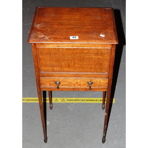 49 - Oak sewing box with drawer